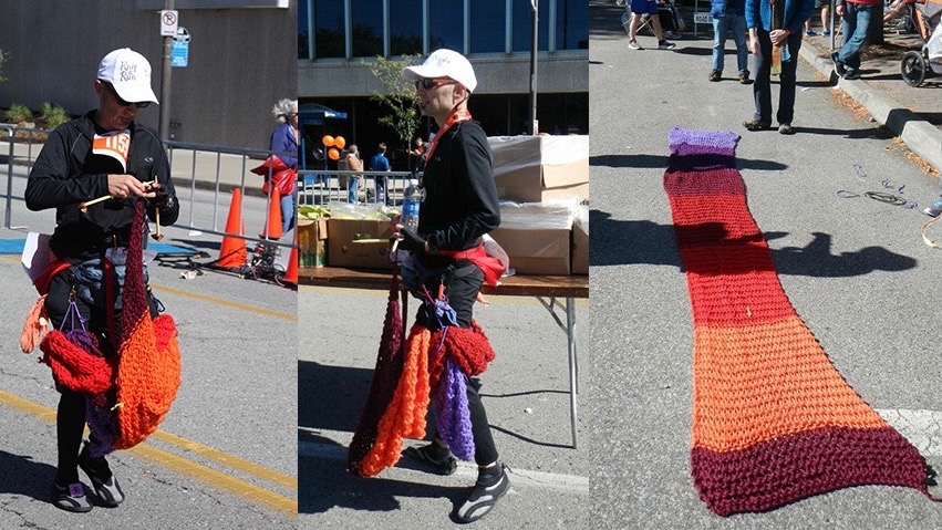 Graphic Design Professor Knits While Running Marathons